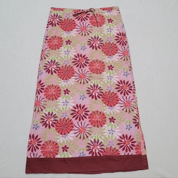 Rare Vintage 90s Delia's Retro Daisy Print Tie-Waist Low Waisted Midi Skirt M - Picture 2 of 11